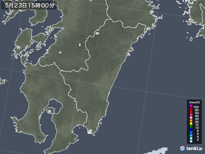 宮崎県の雨雲レーダー(2020年05月23日)