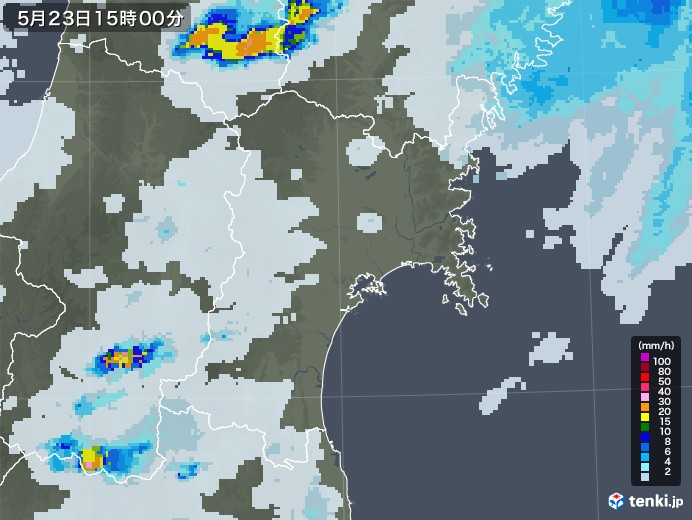 宮城県の雨雲レーダー(2020年05月23日)