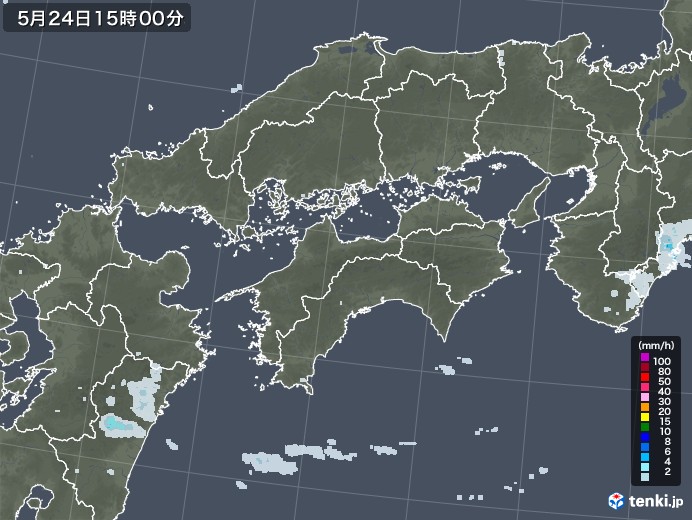 四国地方の雨雲レーダー(2020年05月24日)