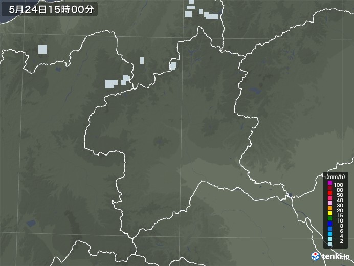 群馬県の雨雲レーダー(2020年05月24日)