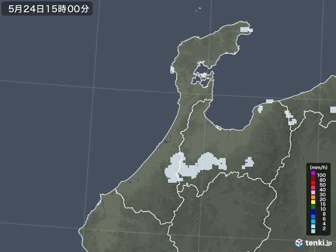 石川県の雨雲レーダー(2020年05月24日)