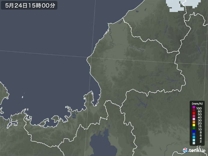 福井県の雨雲レーダー(2020年05月24日)