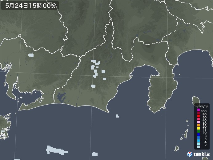 静岡県の雨雲レーダー(2020年05月24日)