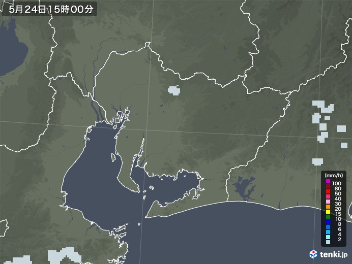 愛知県の雨雲レーダー(2020年05月24日)
