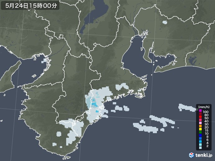 三重県の雨雲レーダー(2020年05月24日)