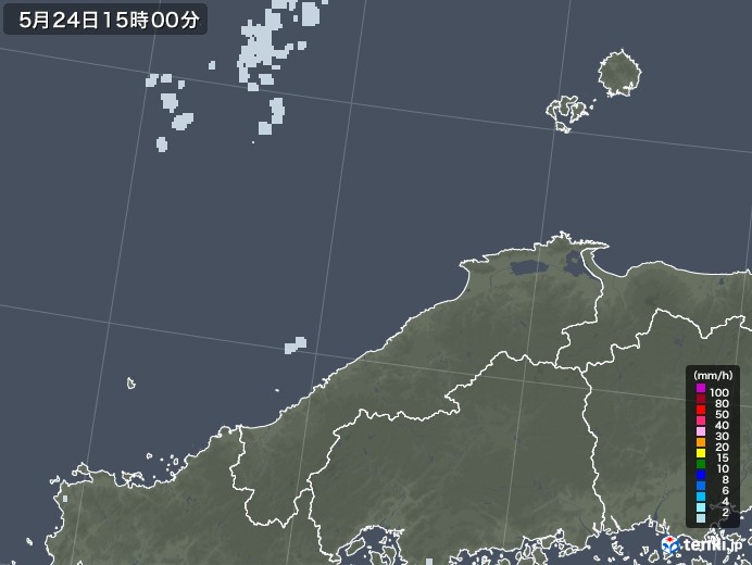 島根県の雨雲レーダー(2020年05月24日)