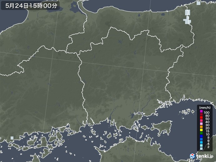 岡山県の雨雲レーダー(2020年05月24日)