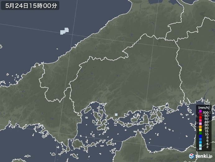 広島県の雨雲レーダー(2020年05月24日)
