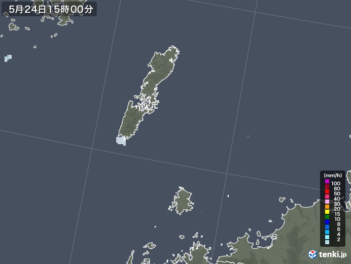 壱岐・対馬(長崎県)の雨雲レーダー(2020年05月24日)