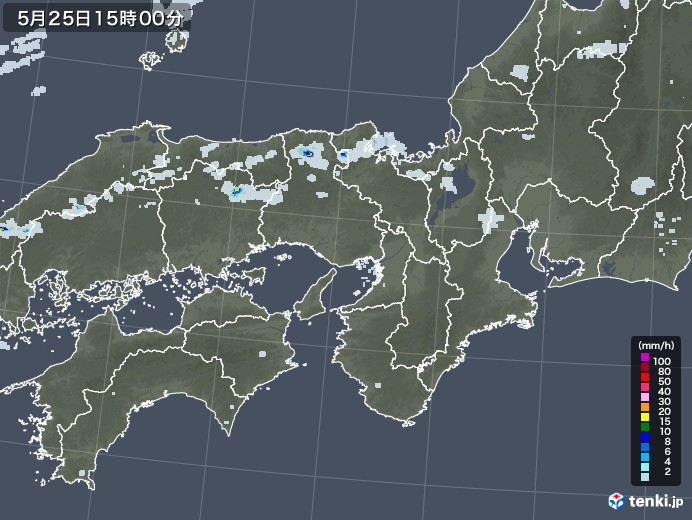 近畿地方の雨雲レーダー(2020年05月25日)