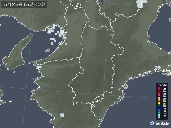 奈良県の雨雲レーダー(2020年05月25日)