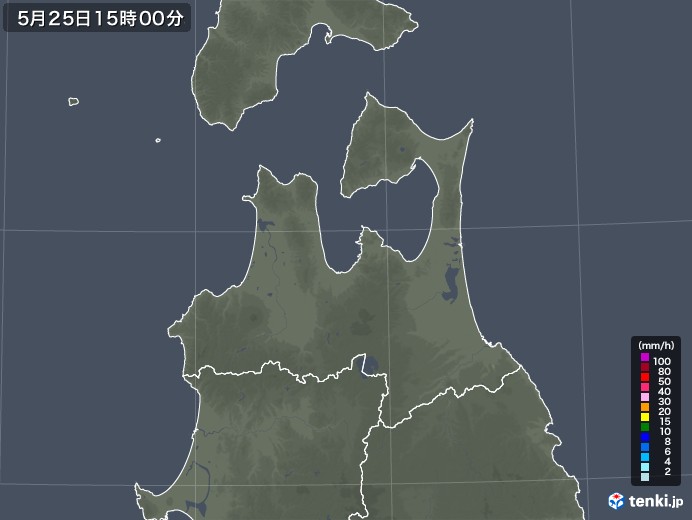 青森県の雨雲レーダー(2020年05月25日)