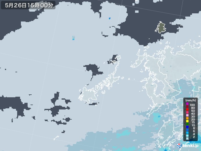 五島列島(長崎県)の雨雲レーダー(2020年05月26日)