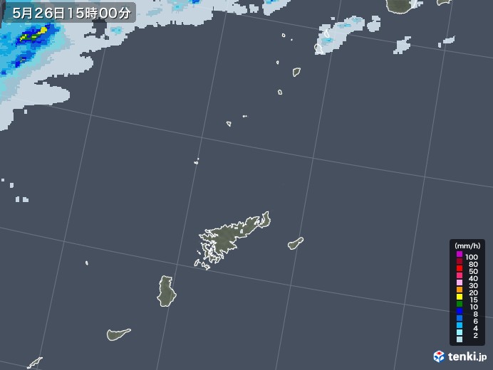 奄美諸島(鹿児島県)の雨雲レーダー(2020年05月26日)