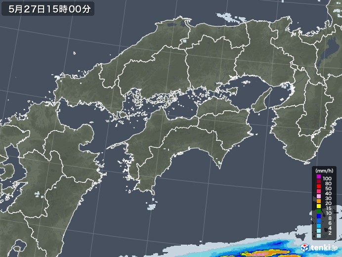 四国地方の雨雲レーダー(2020年05月27日)