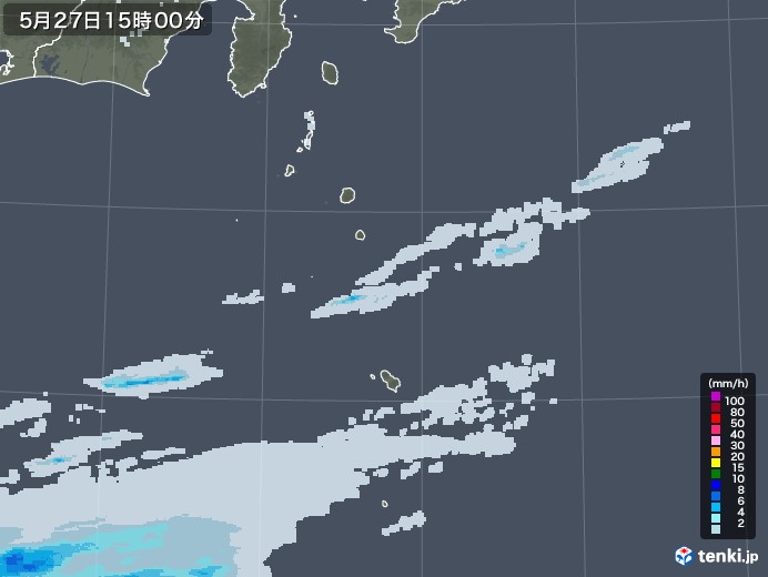 伊豆諸島(東京都)の雨雲レーダー(2020年05月27日)