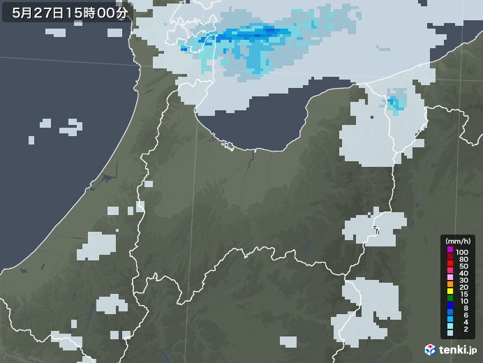 富山県の雨雲レーダー(2020年05月27日)