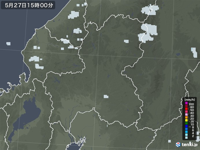 岐阜県の雨雲レーダー(2020年05月27日)