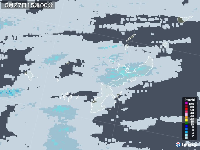 沖縄県の雨雲レーダー(2020年05月27日)