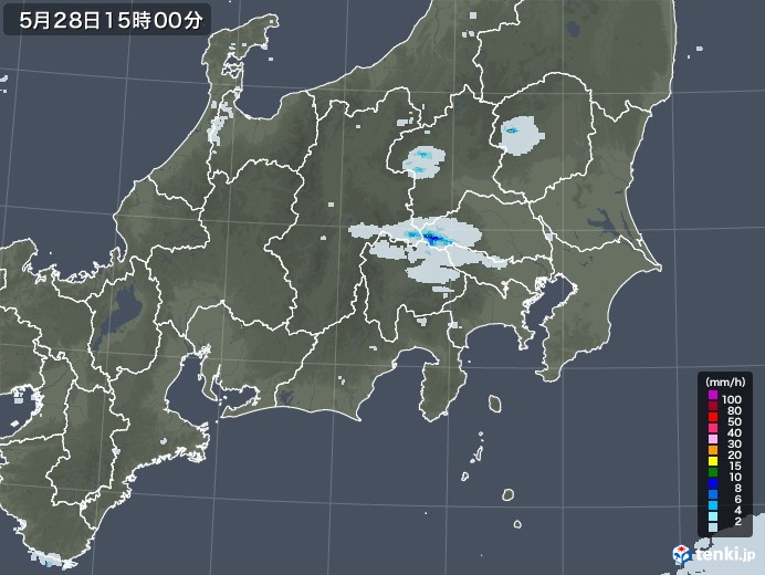 関東・甲信地方の雨雲レーダー(2020年05月28日)