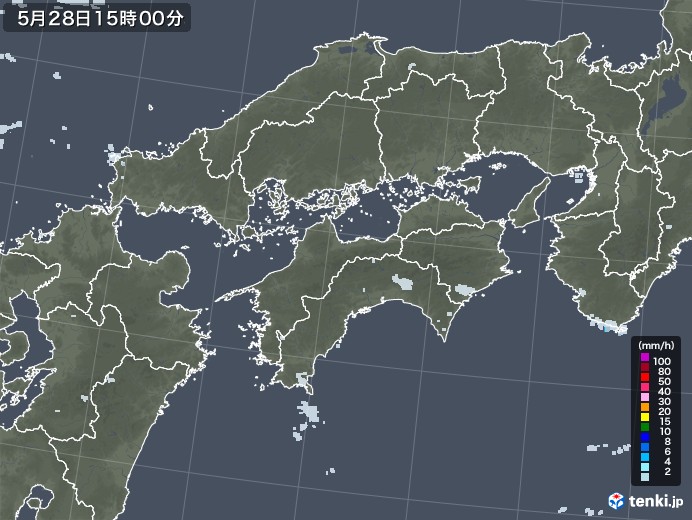 四国地方の雨雲レーダー(2020年05月28日)