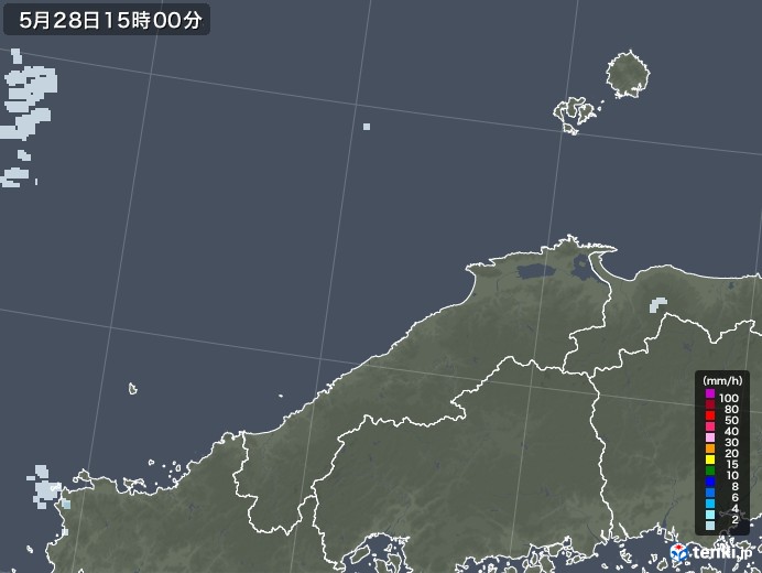 島根県の雨雲レーダー(2020年05月28日)