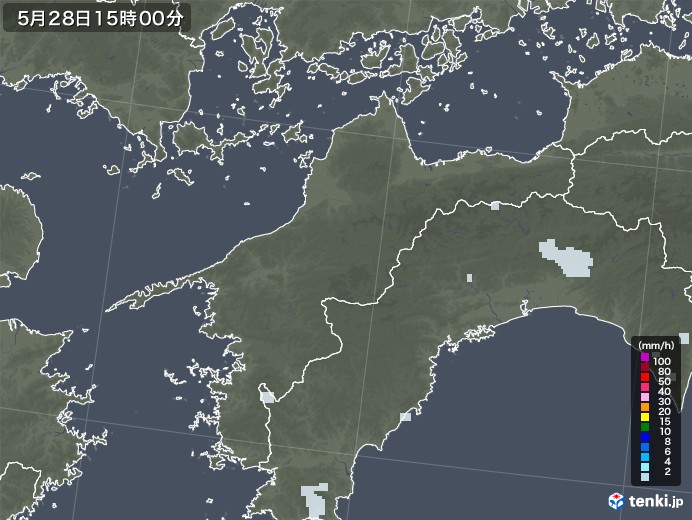 愛媛県の雨雲レーダー(2020年05月28日)