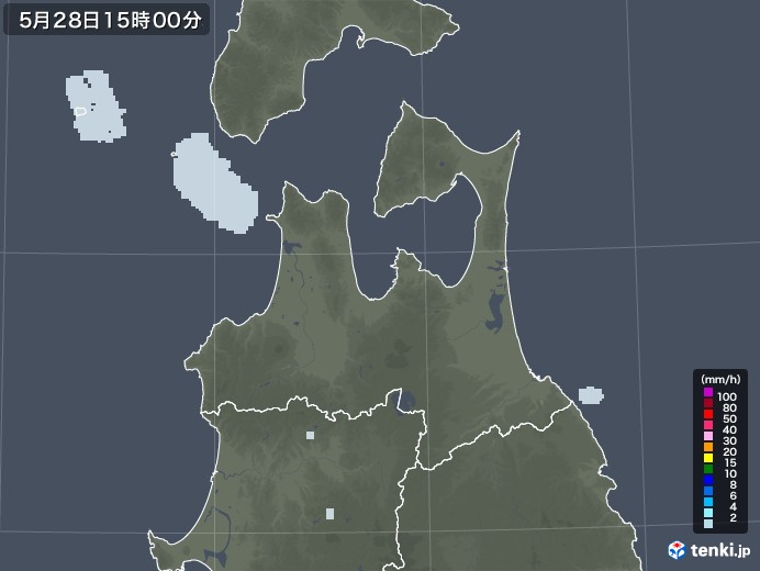 青森県の雨雲レーダー(2020年05月28日)