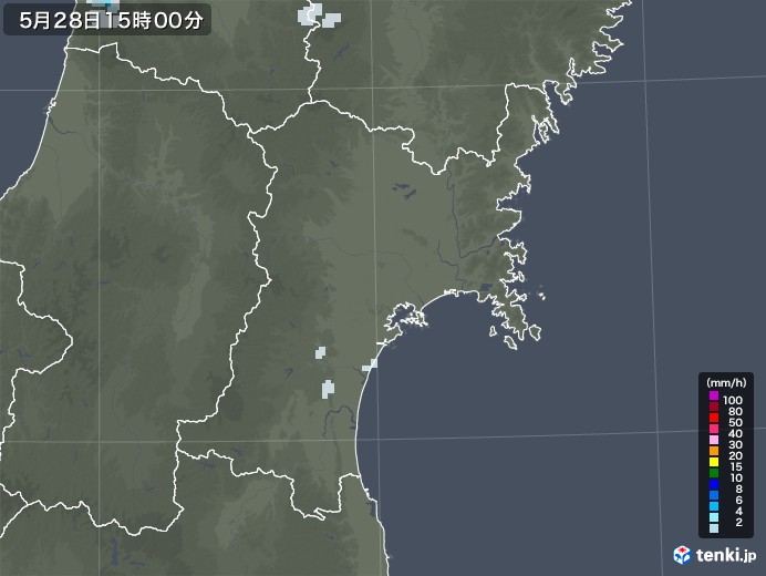宮城県の雨雲レーダー(2020年05月28日)