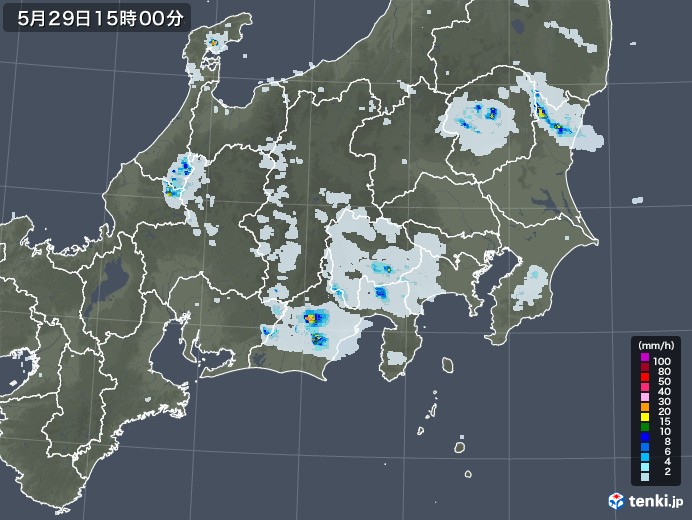 関東・甲信地方の雨雲レーダー(2020年05月29日)