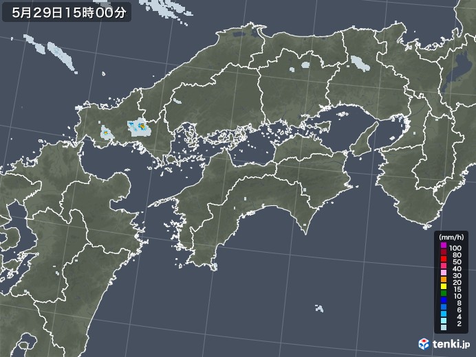 四国地方の雨雲レーダー(2020年05月29日)