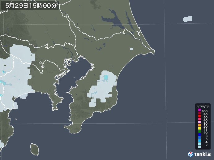 千葉県の雨雲レーダー(2020年05月29日)
