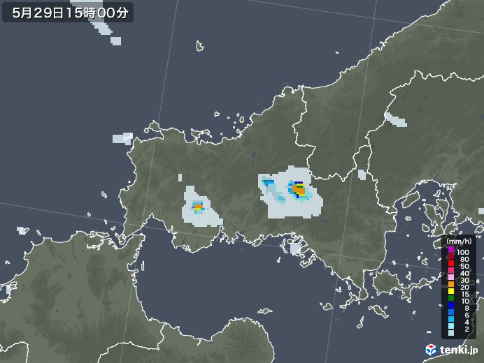 山口県の雨雲レーダー(2020年05月29日)