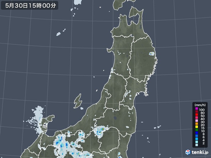 東北地方の雨雲レーダー(2020年05月30日)