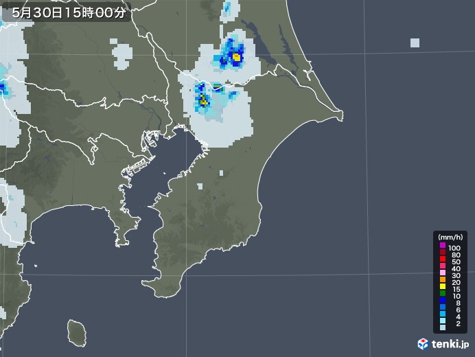 千葉県の雨雲レーダー(2020年05月30日)