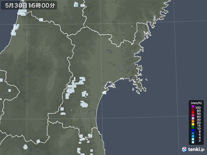 宮城県の雨雲レーダー(2020年05月30日)