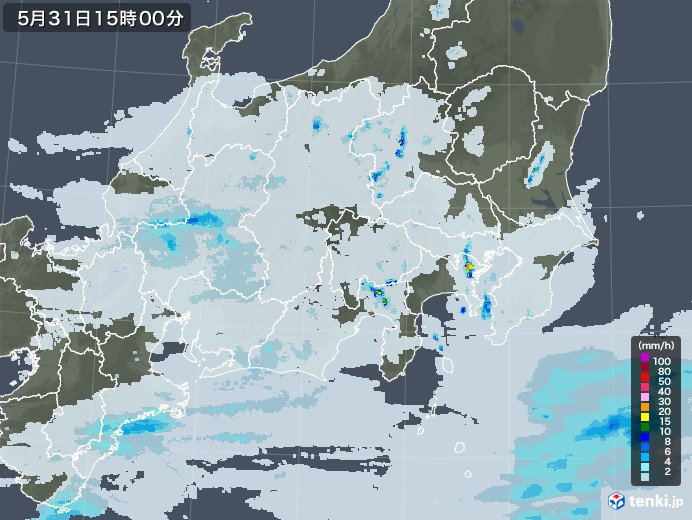 関東・甲信地方の雨雲レーダー(2020年05月31日)