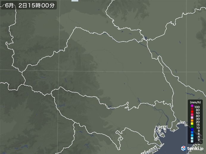 埼玉県の雨雲レーダー(2020年06月02日)