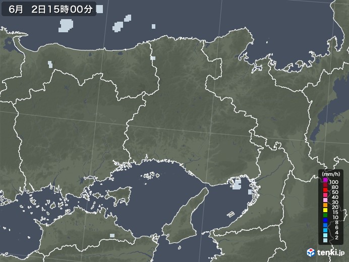 兵庫県の雨雲レーダー(2020年06月02日)