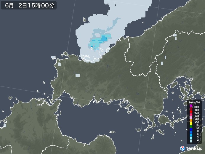 山口県の雨雲レーダー(2020年06月02日)