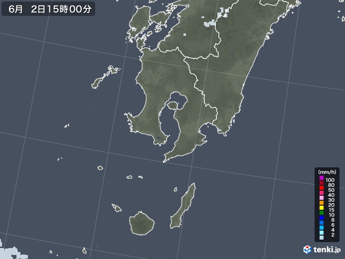 鹿児島県の雨雲レーダー(2020年06月02日)