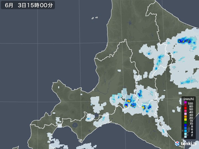 道央の雨雲レーダー(2020年06月03日)