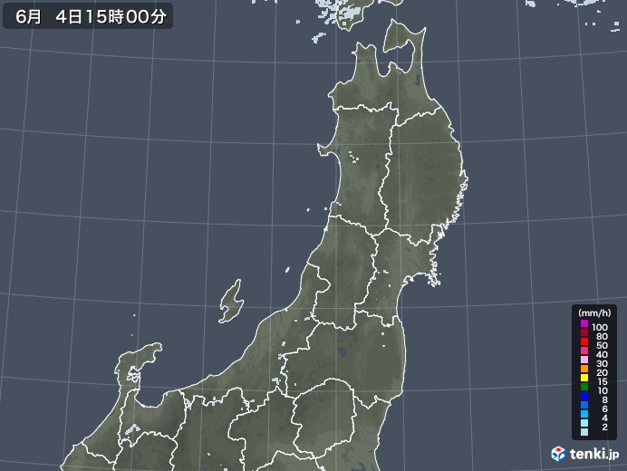 東北地方の雨雲レーダー(2020年06月04日)