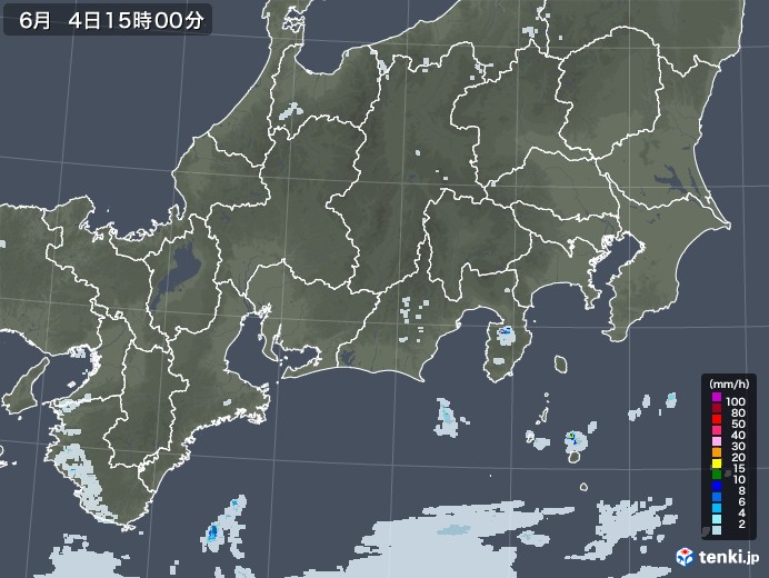 東海地方の雨雲レーダー(2020年06月04日)