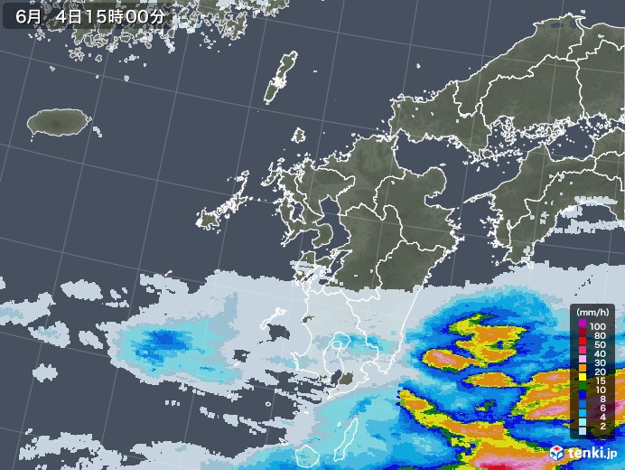 九州地方の雨雲レーダー(2020年06月04日)