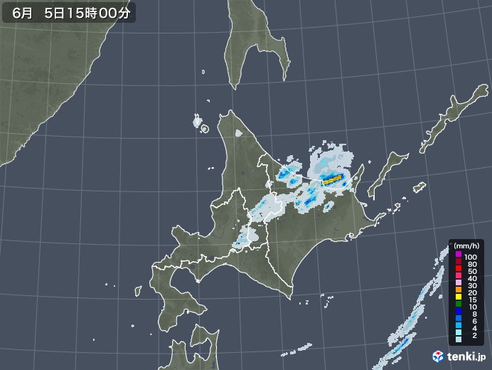 北海道地方の雨雲レーダー(2020年06月05日)