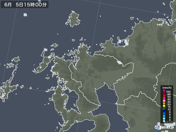 佐賀県の雨雲レーダー(2020年06月05日)