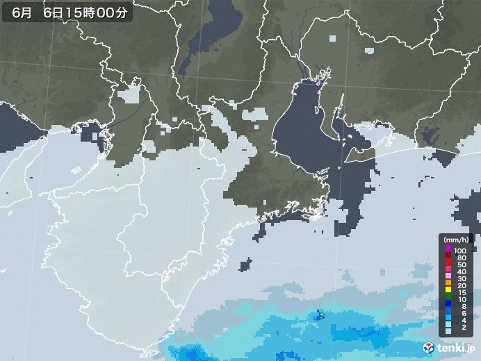 三重県の雨雲レーダー(2020年06月06日)