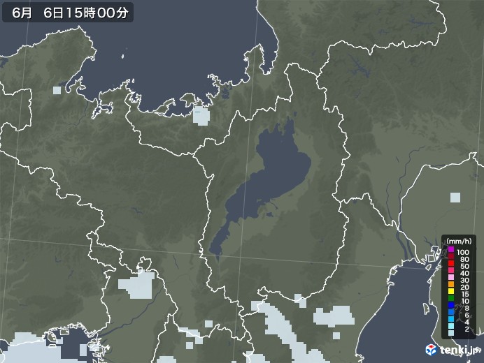 滋賀県の雨雲レーダー(2020年06月06日)