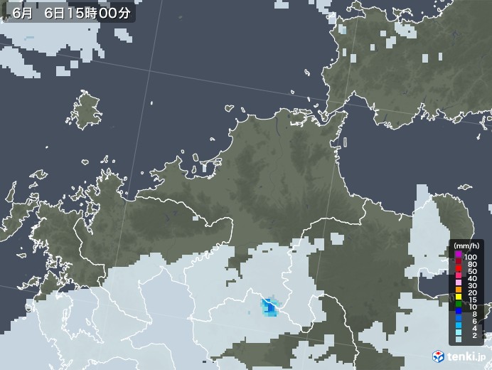 福岡県の雨雲レーダー(2020年06月06日)